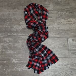 Source Unknown Red and Black Plaid Scarf